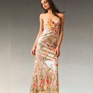 Mac Duggal Strapless Floral Gown